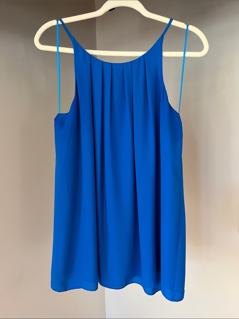 Vince Camuto Electric Blue Soft Pleated Spaghetti-Strap top